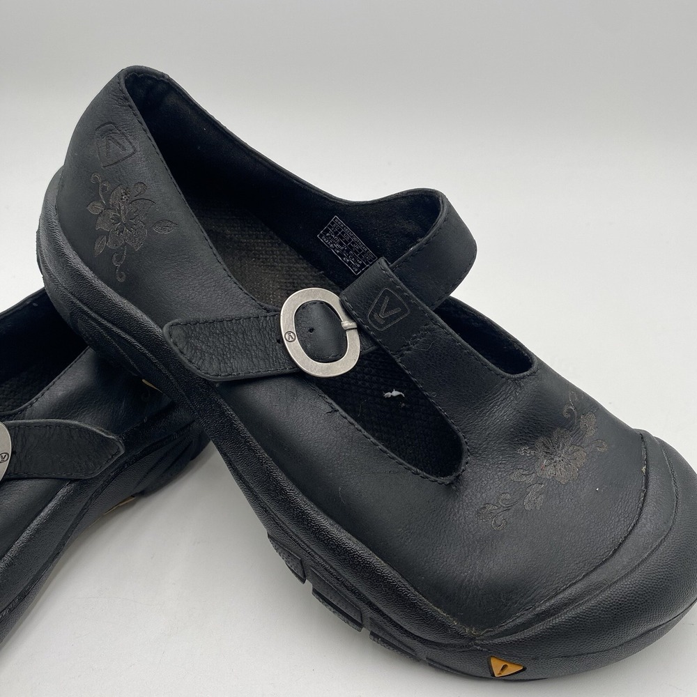 Keen Mary Jane Shoes‎ Black Hibiscus Floral Closed Toe Womens Size 4 Comfort